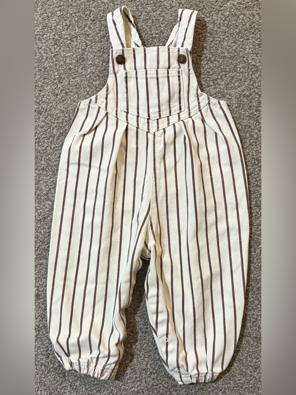 Rylee + Cru Cream Jumpsuit with Brown Pinstripes